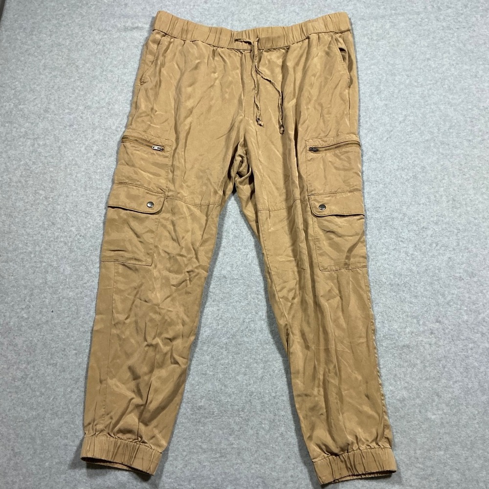 Banana Republic Womens Tan Khaki Cargo Jogger Pants Elastic Waist Size L